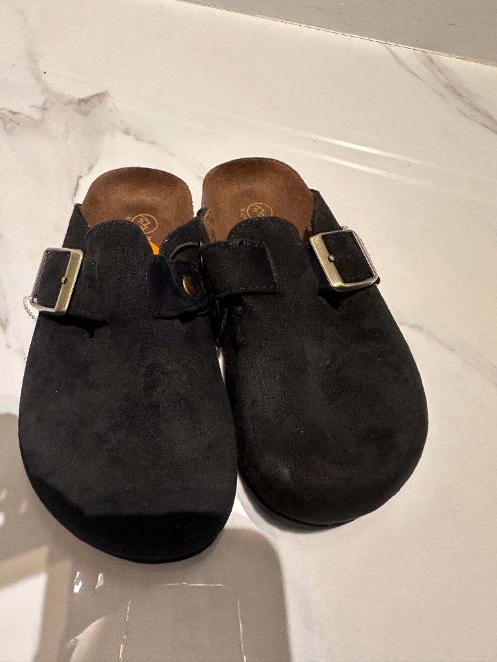 White Mountain Footbeds Kids Suede Buckle Clogs Black Sz 11 New